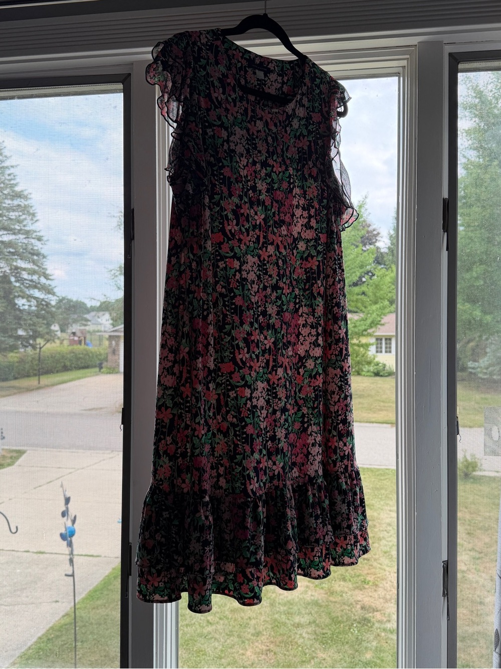 Tommy Hilfiger Navy Floral Top with Pink & Green Blooms
